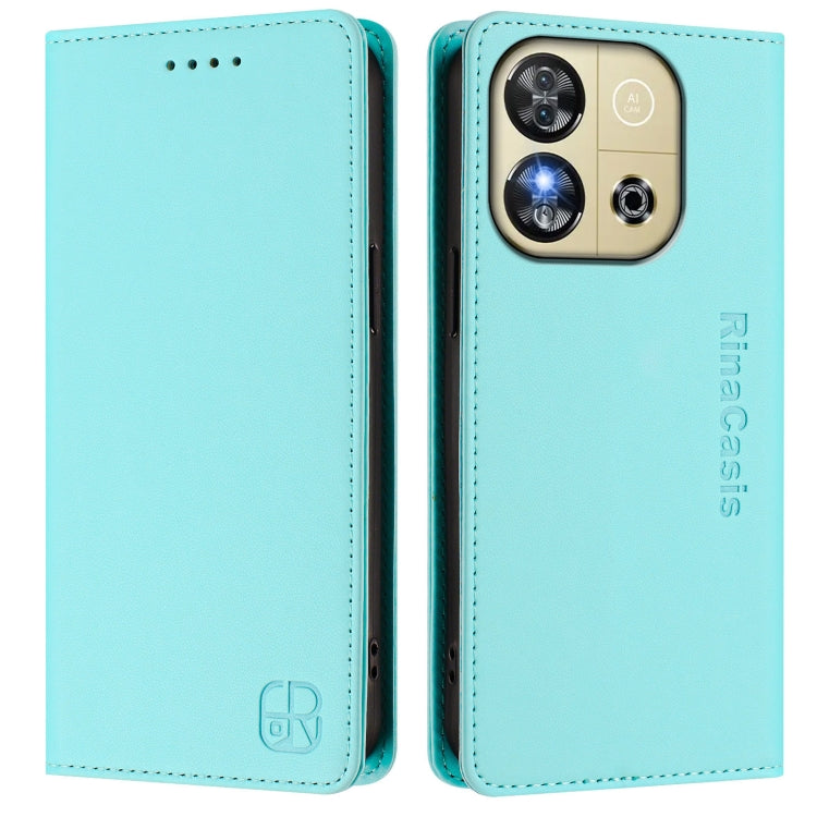 For Oukitel C57 / C57S / C57 Pro RC01 Dual-Folded Magnetic Suction RFID Leather Phone Case