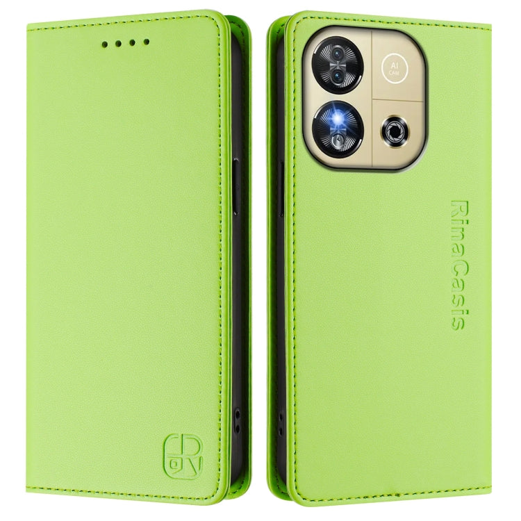 For Oukitel C57 / C57S / C57 Pro RC01 Dual-Folded Magnetic Suction RFID Leather Phone Case