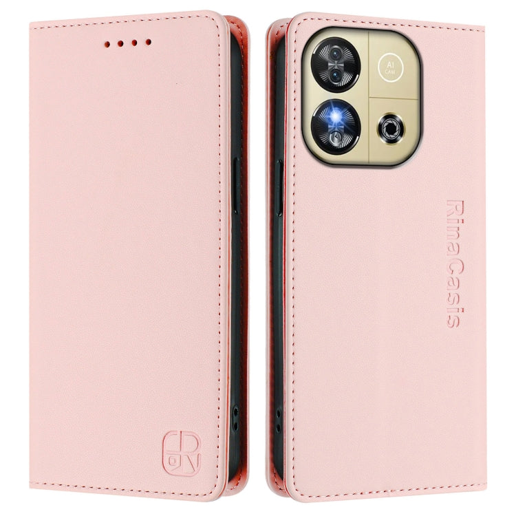 For Oukitel C57 / C57S / C57 Pro RC01 Dual-Folded Magnetic Suction RFID Leather Phone Case