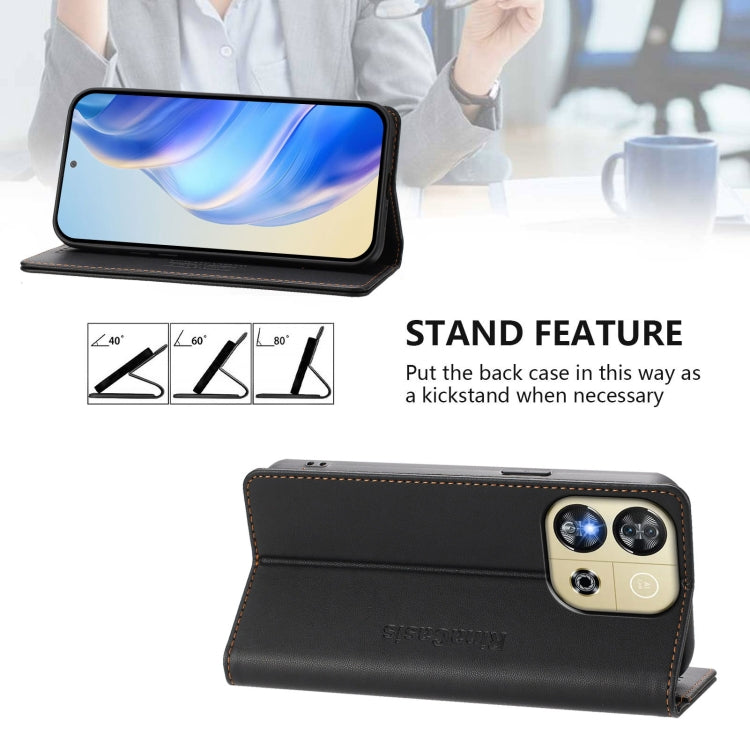 For Oukitel C57 / C57S / C57 Pro RC01 Dual-Folded Magnetic Suction RFID Leather Phone Case