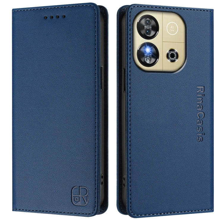 For Oukitel C57 / C57S / C57 Pro RC01 Dual-Folded Magnetic Suction RFID Leather Phone Case