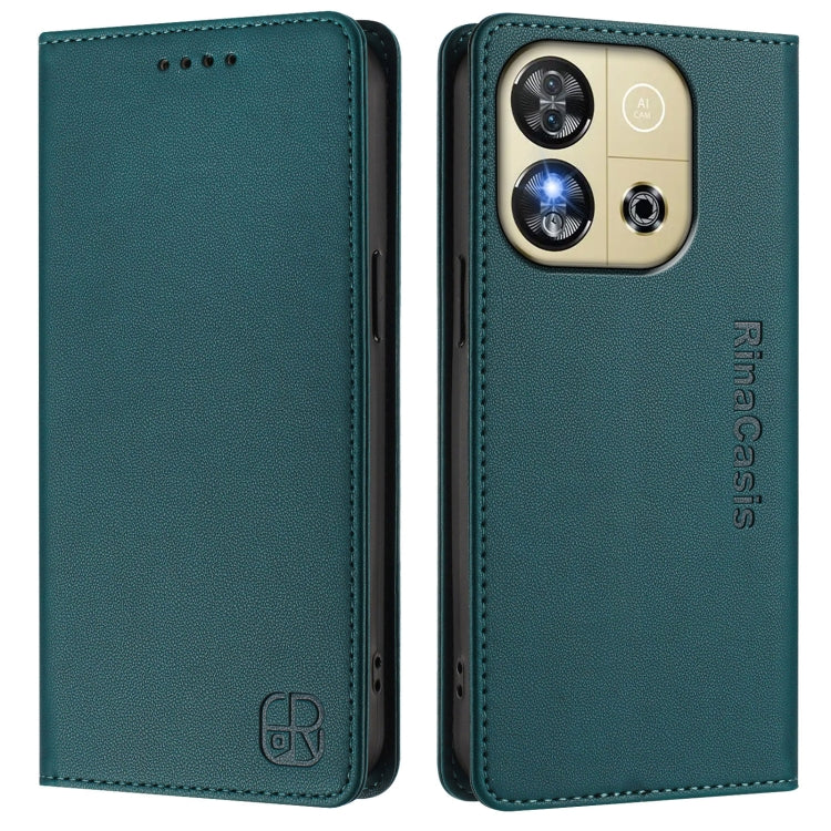 For Oukitel C57 / C57S / C57 Pro RC01 Dual-Folded Magnetic Suction RFID Leather Phone Case