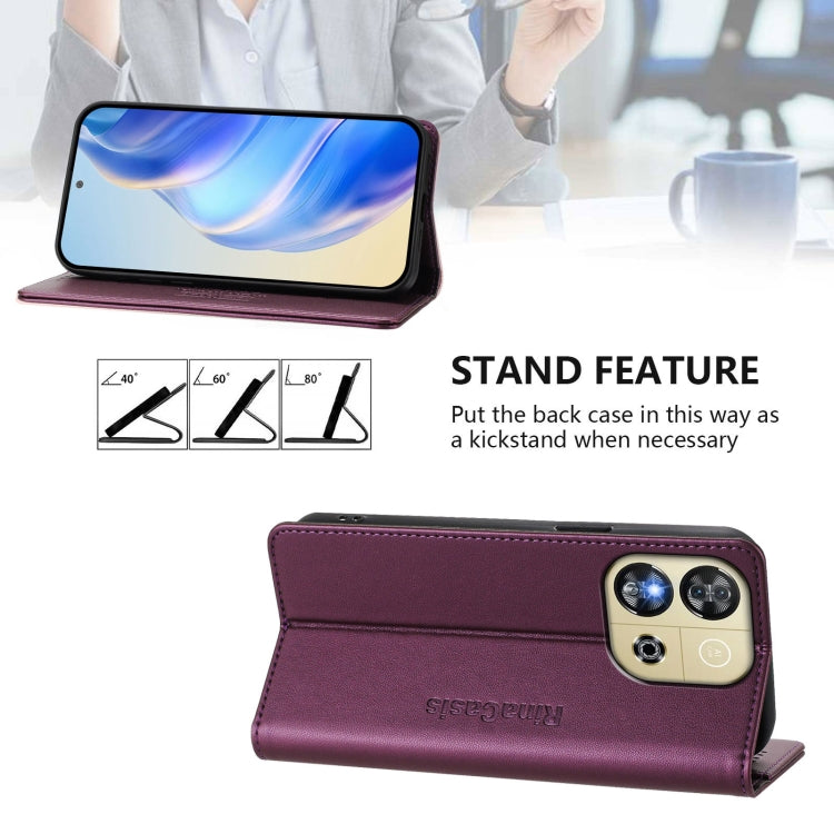 For Oukitel C57 / C57S / C57 Pro RC01 Dual-Folded Magnetic Suction RFID Leather Phone Case