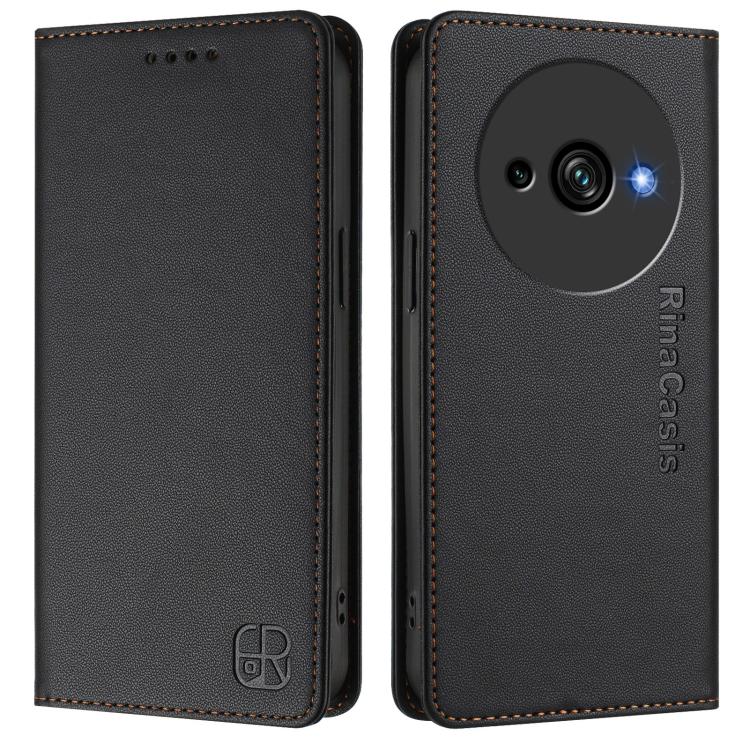 For Oukitel C59 / C59 Pro RC01 Dual-Folded Magnetic Suction RFID Leather Phone Case