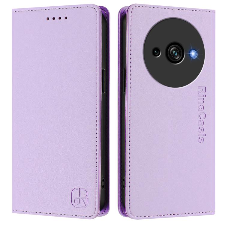 For Oukitel C59 / C59 Pro RC01 Dual-Folded Magnetic Suction RFID Leather Phone Case