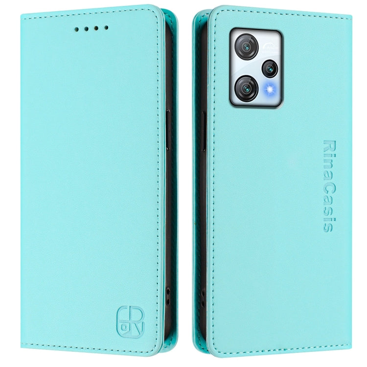 For Blackview A53 RC01 Dual-Folded Magnetic Suction RFID Leather Phone Case
