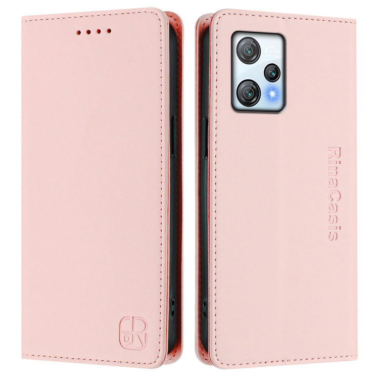 For Blackview A53 RC01 Dual-Folded Magnetic Suction RFID Leather Phone Case