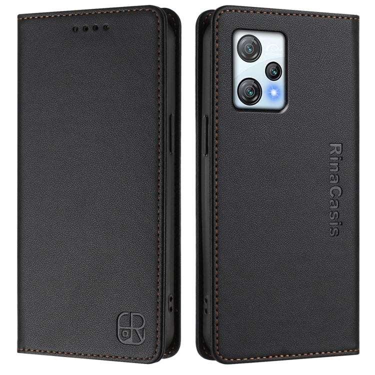 For Blackview A53 RC01 Dual-Folded Magnetic Suction RFID Leather Phone Case
