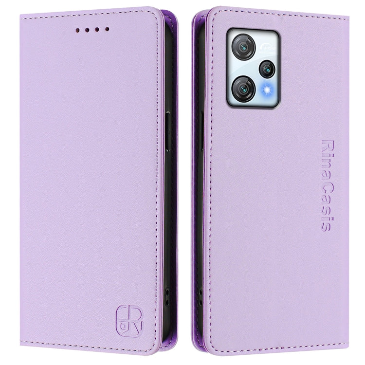 For Blackview A53 RC01 Dual-Folded Magnetic Suction RFID Leather Phone Case