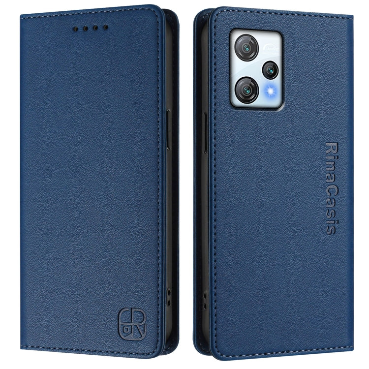 For Blackview A53 RC01 Dual-Folded Magnetic Suction RFID Leather Phone Case