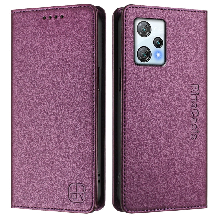 For Blackview A53 RC01 Dual-Folded Magnetic Suction RFID Leather Phone Case