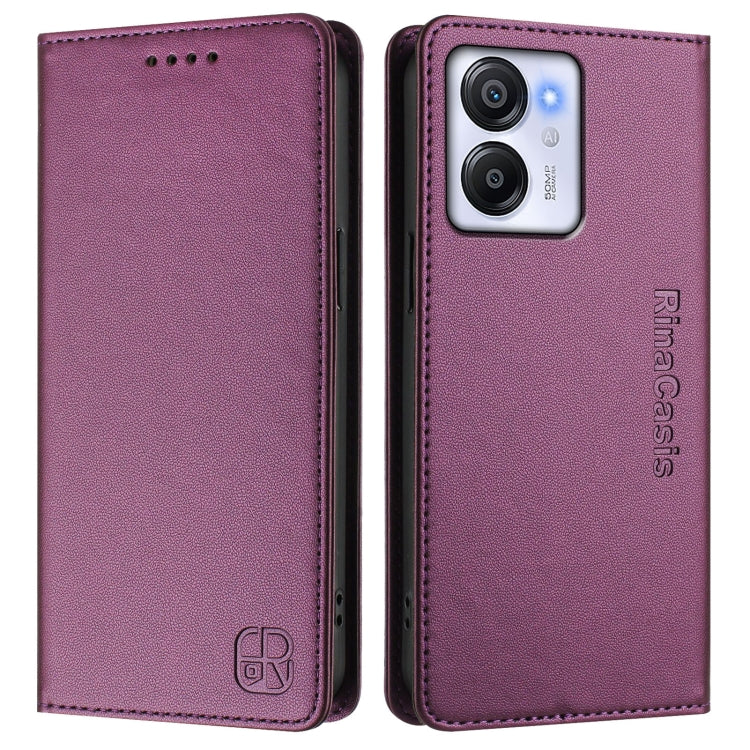For Blackview Oscal Modern 8 / Color 8 RC01 Dual-Folded Magnetic Suction RFID Leather Phone Case