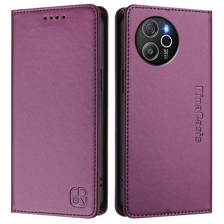 For Blackview Shark 8 / Oscal Tiger 12 RC01 Dual-Folded Magnetic Suction RFID Leather Phone Case