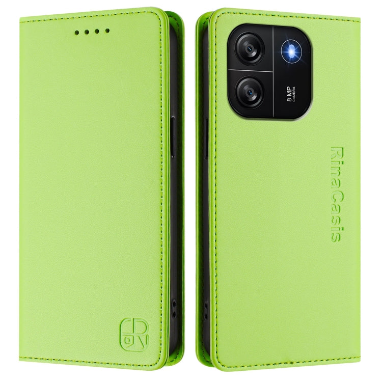 For Blackview Wave 6C RC01 Dual-Folded Magnetic Suction RFID Leather Phone Case