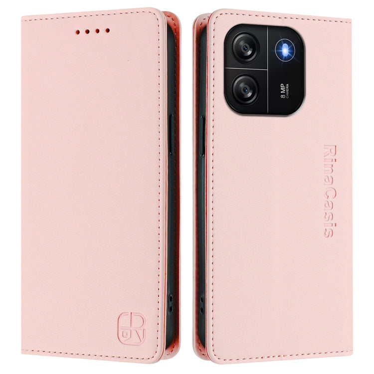 For Blackview Wave 6C RC01 Dual-Folded Magnetic Suction RFID Leather Phone Case