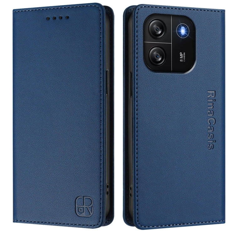 For Blackview Wave 6C RC01 Dual-Folded Magnetic Suction RFID Leather Phone Case