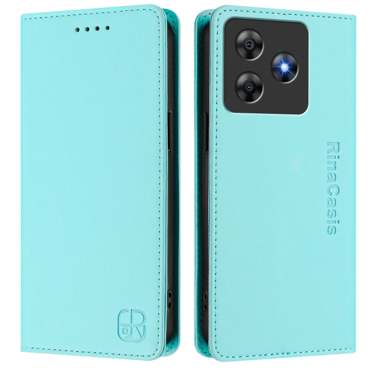 For Blackview Wave 8C RC01 Dual-Folded Magnetic Suction RFID Leather Phone Case