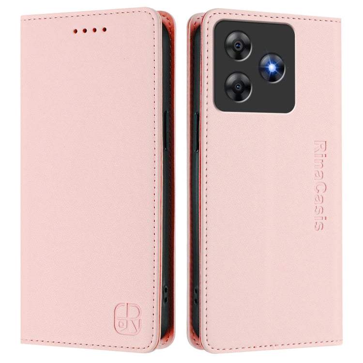 For Blackview Wave 8C RC01 Dual-Folded Magnetic Suction RFID Leather Phone Case