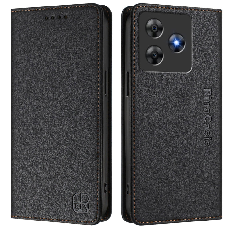 For Blackview Wave 8C RC01 Dual-Folded Magnetic Suction RFID Leather Phone Case