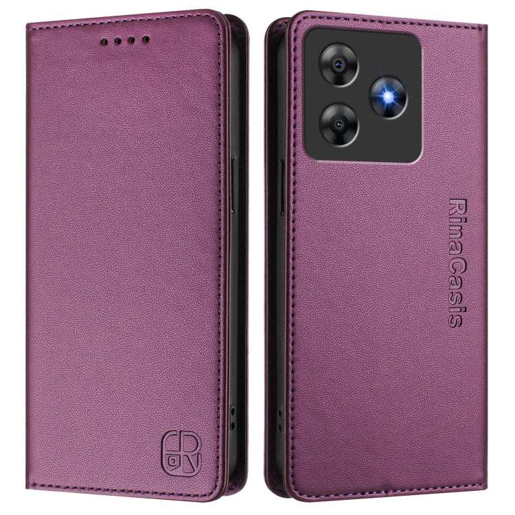 For Blackview Wave 8C RC01 Dual-Folded Magnetic Suction RFID Leather Phone Case