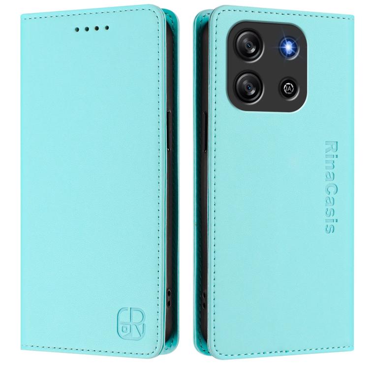 For Blackview Oscal Flat 1C RC01 Dual-Folded Magnetic Suction RFID Leather Phone Case