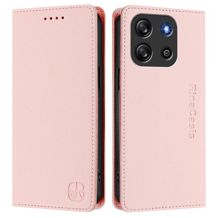 For Blackview Oscal Flat 1C RC01 Dual-Folded Magnetic Suction RFID Leather Phone Case