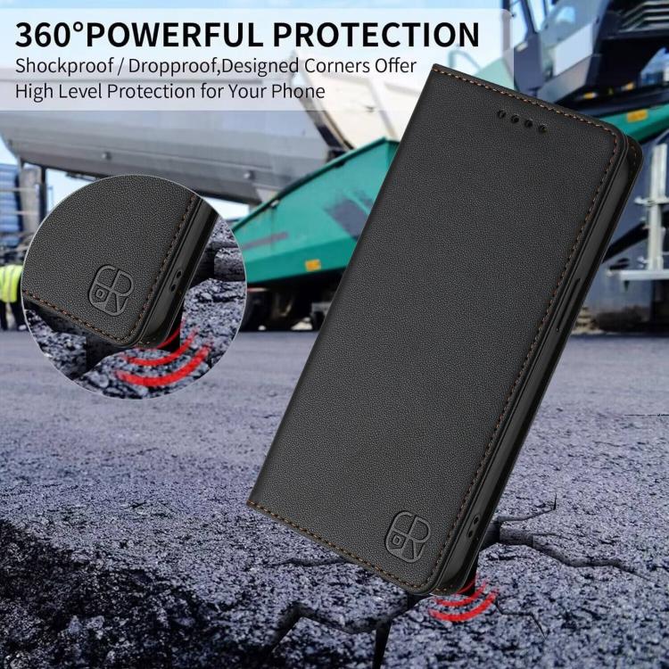 For Blackview Oscal Flat 1C RC01 Dual-Folded Magnetic Suction RFID Leather Phone Case