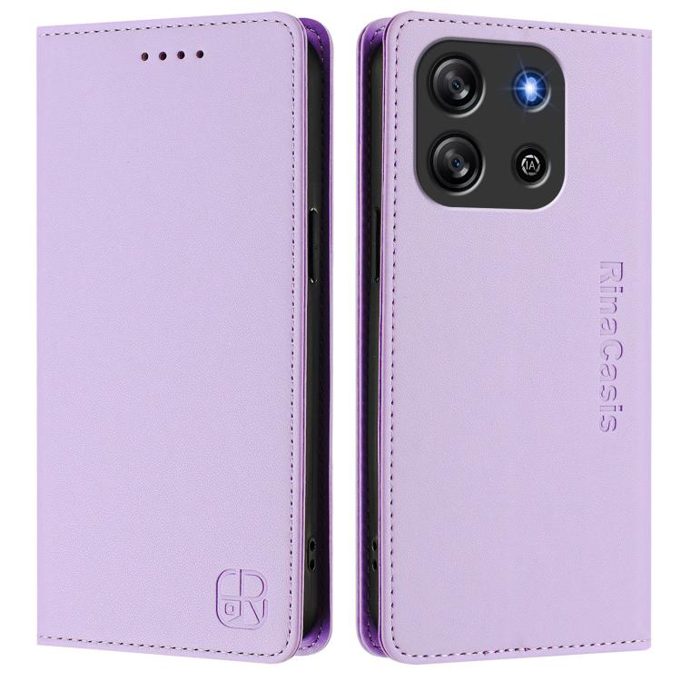 For Blackview Oscal Flat 1C RC01 Dual-Folded Magnetic Suction RFID Leather Phone Case