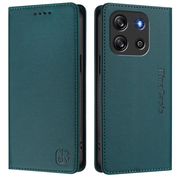 For Blackview Oscal Flat 1C RC01 Dual-Folded Magnetic Suction RFID Leather Phone Case