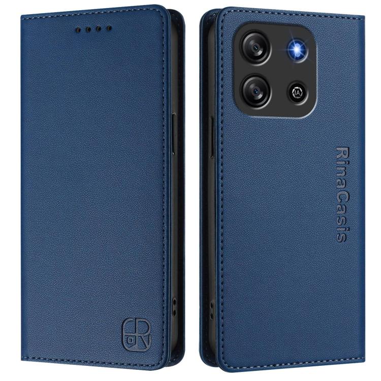 For Blackview Oscal Flat 1C RC01 Dual-Folded Magnetic Suction RFID Leather Phone Case