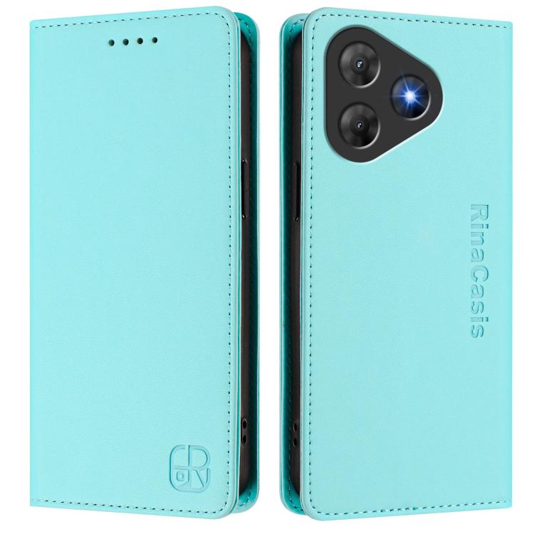 For Blackview Oscal Flat 2 / 2C RC01 Dual-Folded Magnetic Suction RFID Leather Phone Case