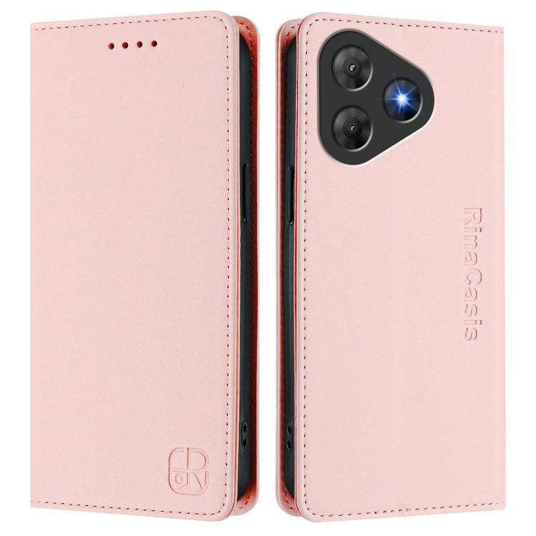 For Blackview Oscal Flat 2 / 2C RC01 Dual-Folded Magnetic Suction RFID Leather Phone Case