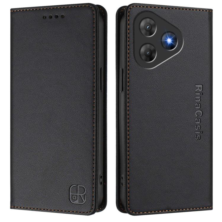 For Blackview Oscal Flat 2 / 2C RC01 Dual-Folded Magnetic Suction RFID Leather Phone Case