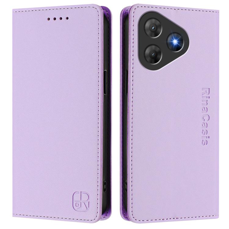 For Blackview Oscal Flat 2 / 2C RC01 Dual-Folded Magnetic Suction RFID Leather Phone Case