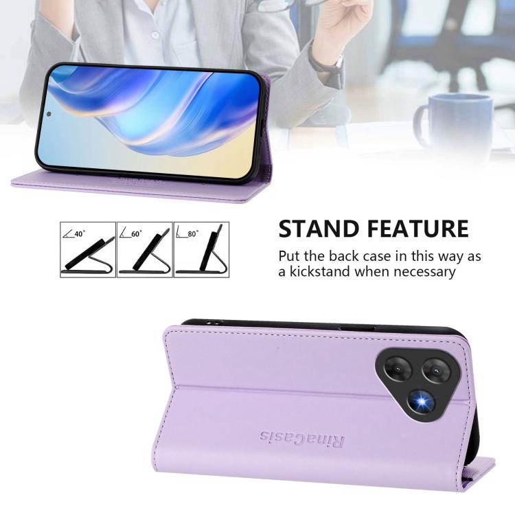 For Blackview Oscal Flat 2 / 2C RC01 Dual-Folded Magnetic Suction RFID Leather Phone Case