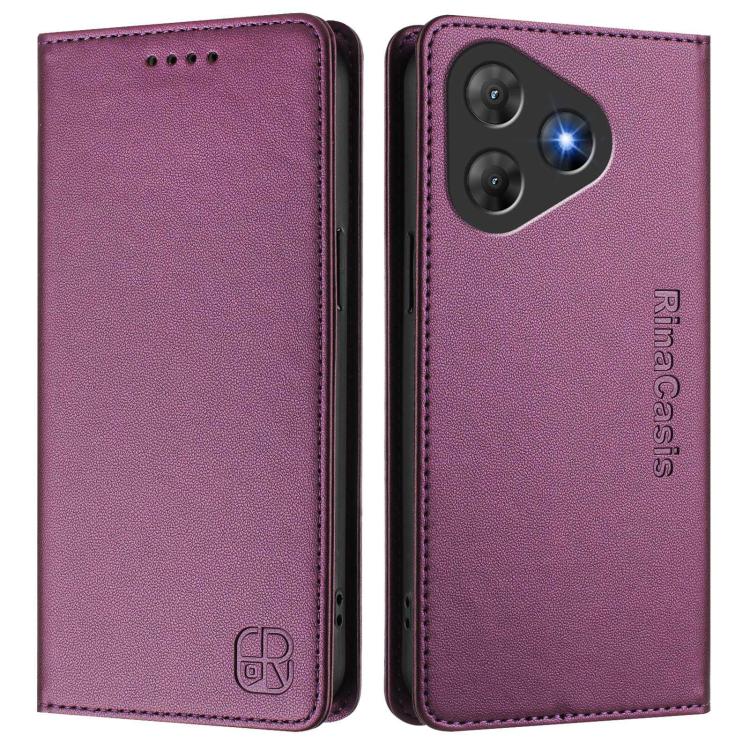For Blackview Oscal Flat 2 / 2C RC01 Dual-Folded Magnetic Suction RFID Leather Phone Case