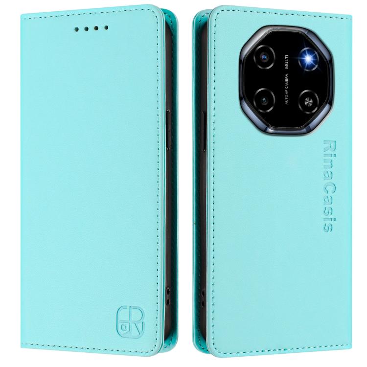 For Blackview Shark 6 RC01 Dual-Folded Magnetic Suction RFID Leather Phone Case