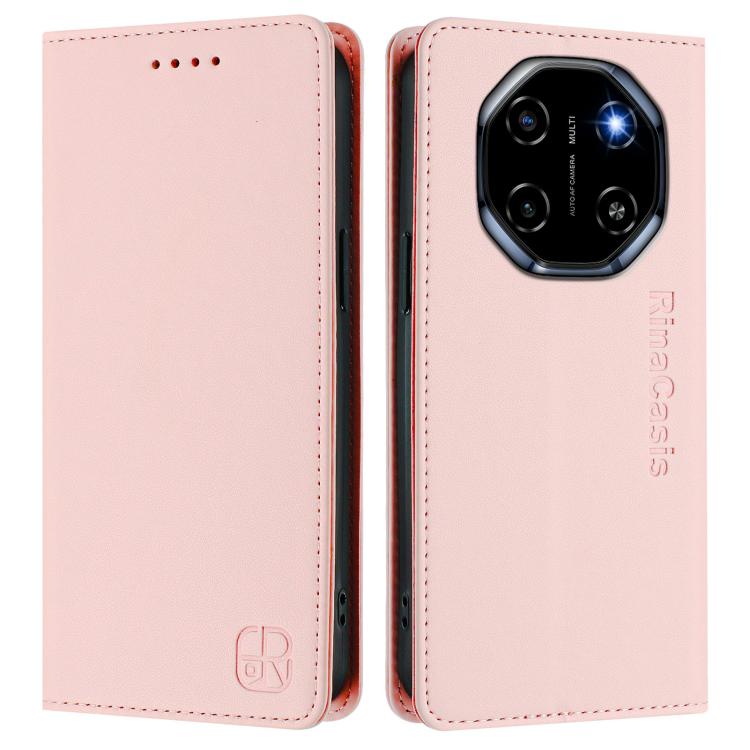 For Blackview Shark 6 RC01 Dual-Folded Magnetic Suction RFID Leather Phone Case
