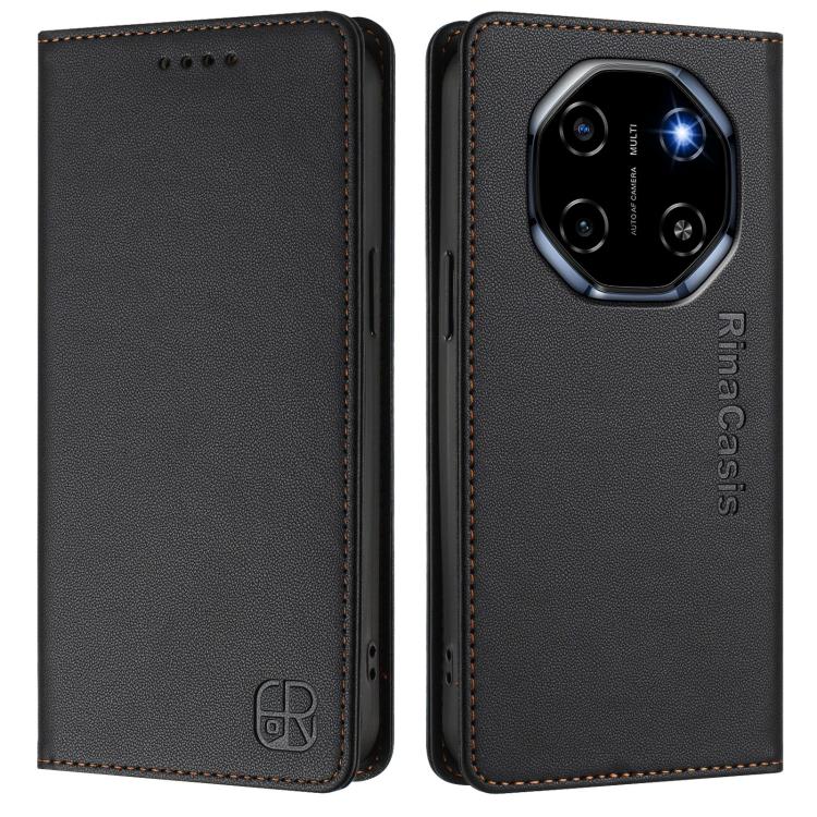 For Blackview Shark 6 RC01 Dual-Folded Magnetic Suction RFID Leather Phone Case