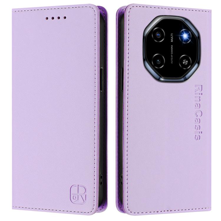 For Blackview Shark 6 RC01 Dual-Folded Magnetic Suction RFID Leather Phone Case