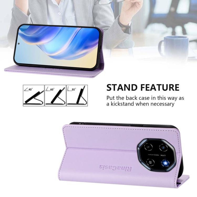For Blackview Shark 6 RC01 Dual-Folded Magnetic Suction RFID Leather Phone Case