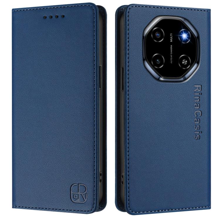For Blackview Shark 6 RC01 Dual-Folded Magnetic Suction RFID Leather Phone Case