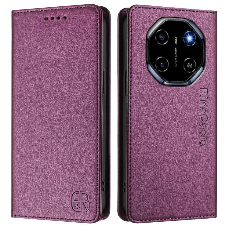 For Blackview Shark 6 RC01 Dual-Folded Magnetic Suction RFID Leather Phone Case