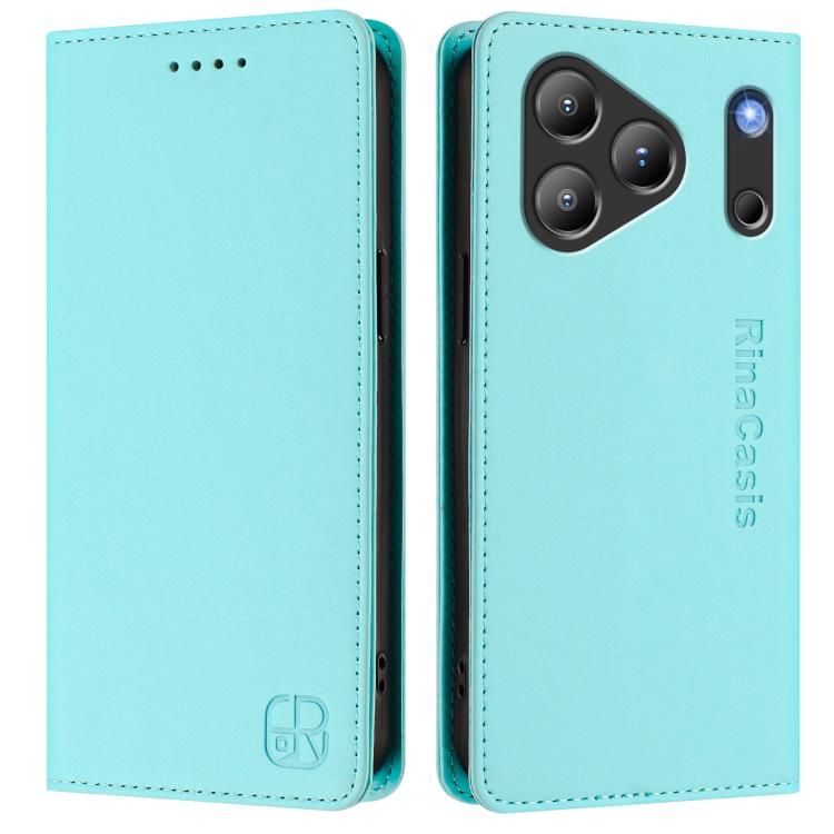 For Blackview WAVE 7C RC01 Dual-Folded Magnetic Suction RFID Leather Phone Case