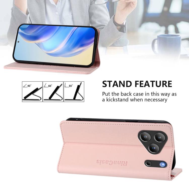 For Blackview WAVE 7C RC01 Dual-Folded Magnetic Suction RFID Leather Phone Case
