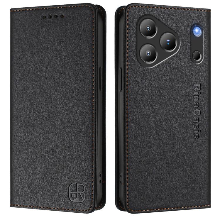 For Blackview WAVE 7C RC01 Dual-Folded Magnetic Suction RFID Leather Phone Case