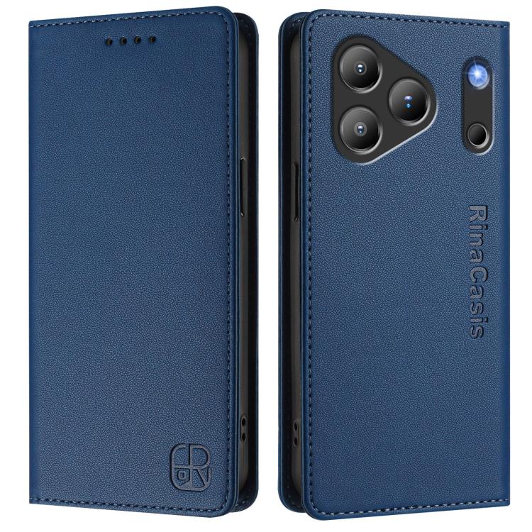 For Blackview WAVE 7C RC01 Dual-Folded Magnetic Suction RFID Leather Phone Case