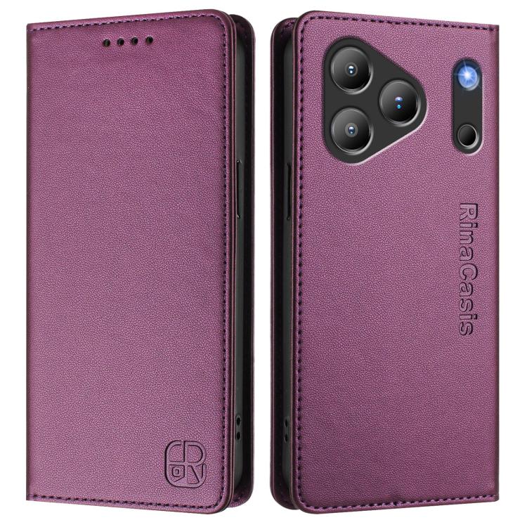 For Blackview WAVE 7C RC01 Dual-Folded Magnetic Suction RFID Leather Phone Case