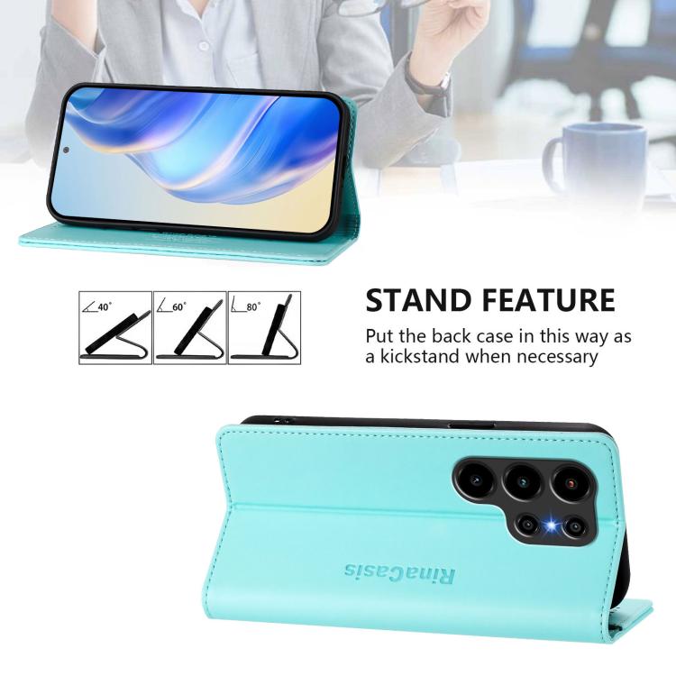 For Blackview WAVE 10 RC01 Dual-Folded Magnetic Suction RFID Leather Phone Case