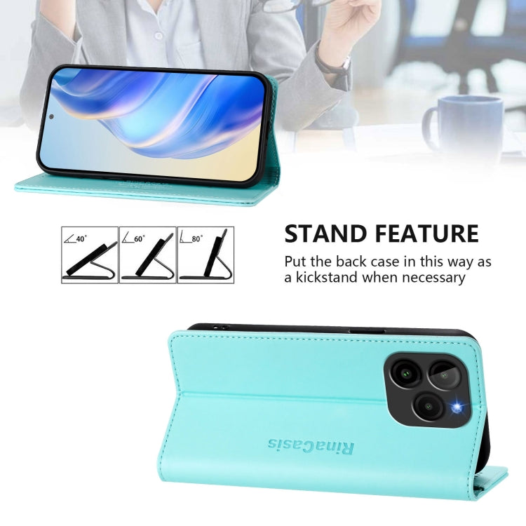For BLU G54 RC01 Dual-Folded Magnetic Suction RFID Leather Phone Case